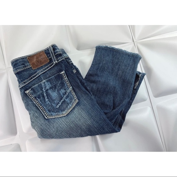 BKE The Buckle Womens Sz 25 Sarah Stretch Cropped Jeans Capri Denim Distressed - Picture 3 of 11
